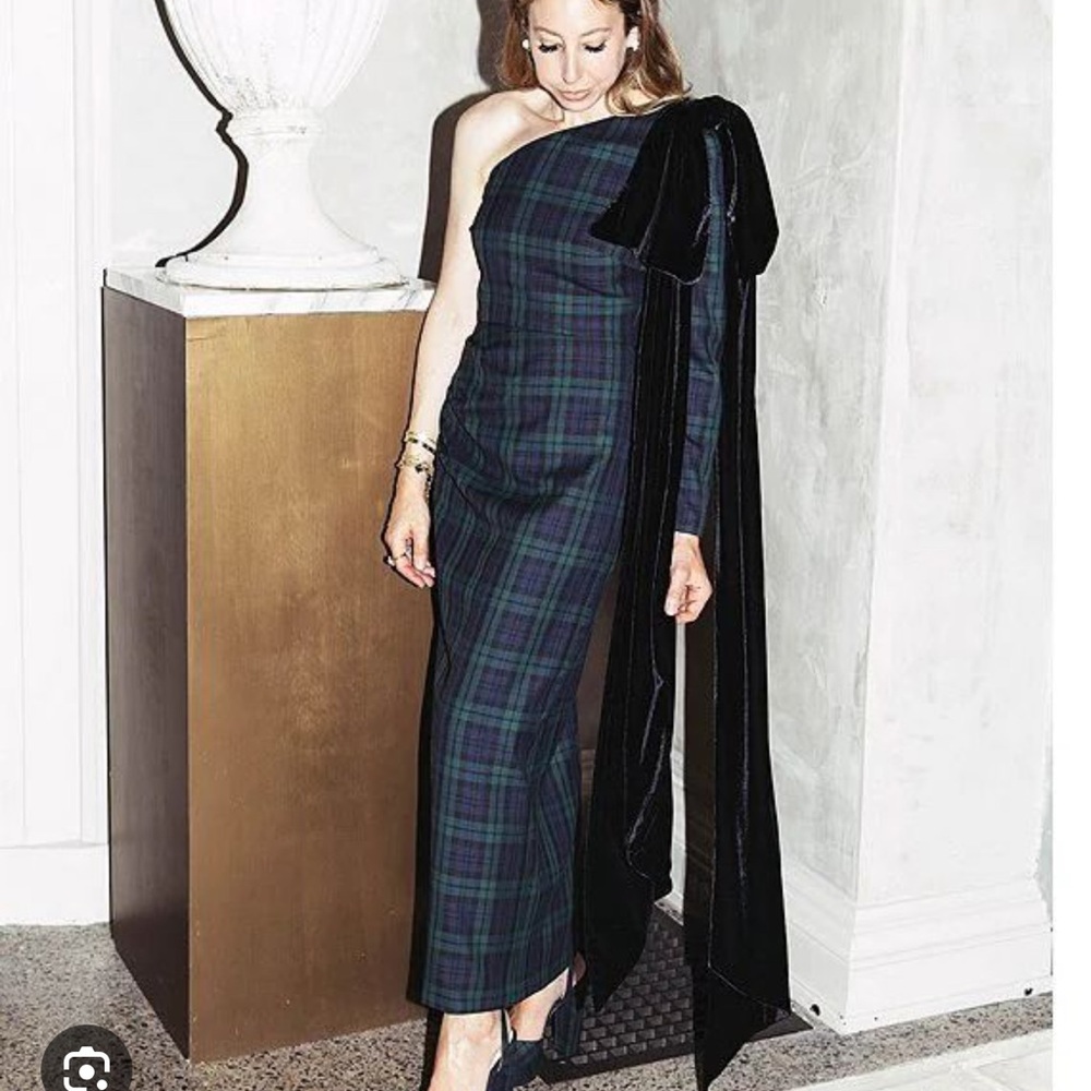 Antonio Melani x Born on Fifth Jennings Plaid Velvet Bow Detail Maxi Dress - Picture 3 of 16